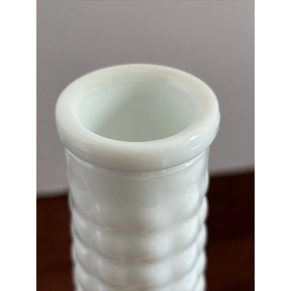 Vintage Small Milk Glass Waffle Pattern Vases 9